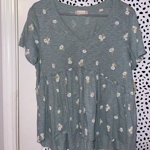 sage green floral flowy shirt